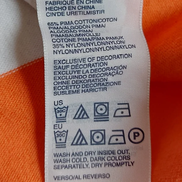 Tommy Hilfiger Womens Size L Pima Cotton Blend Jumper Orange Grey White - Picture 6 of 7